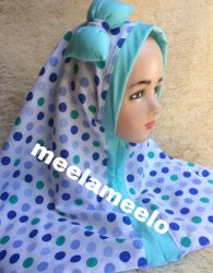 Hijab Anak Muslimah Kekinian in Polkadot and Green Tosca