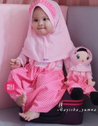 Set Gamis Anak Kelinciku Dengan Boneka Muslimah Murah