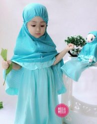 Paket Mukena Motif Anak dan Boneka Muslimah in Blue Tosca