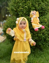 Paket Gamis Anak dan Boneka Muslimah Yellow